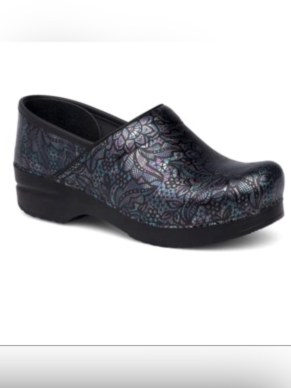 Dansko Henna Floral Patent Leather Clogs size euro 37 US 6.5-7 comfort shoes